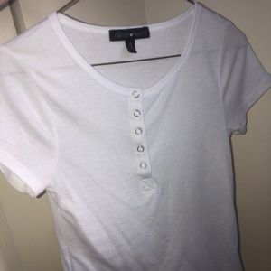 white button down crop top